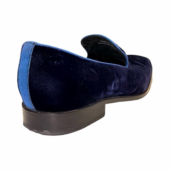 Saks Fifth Avenue Velvet Loafers Made in Italy Navy Blue Size 10M Luxury Slip-On - Picture 11 of 15